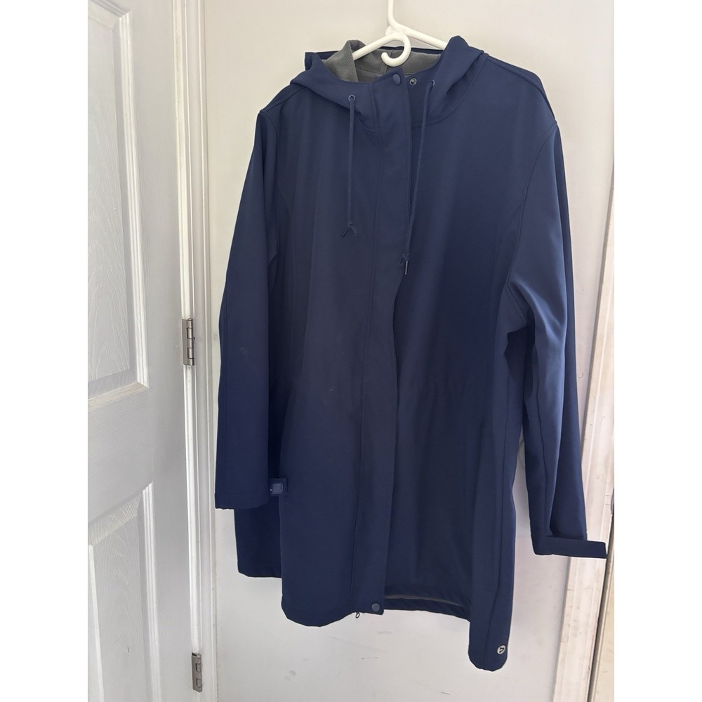 Outdoor Ventures Men's Hooded Softshell Jacket Navy Blue Zip Soft Lined 4XL